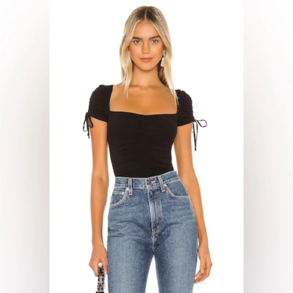 Lovers and Friends Jupiter Black Ruched Bodysuit size Small - Picture 1 of 10